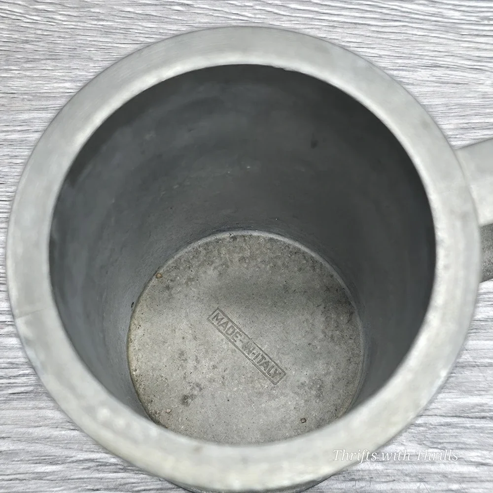 Vintage Peltrato 95% Pewter Measuring Cup 1/2 Liter Made in Italy Metalware